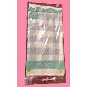 Blue Plaid Tablecloth Table Cover Party Picnic 54 x 108 Plastic